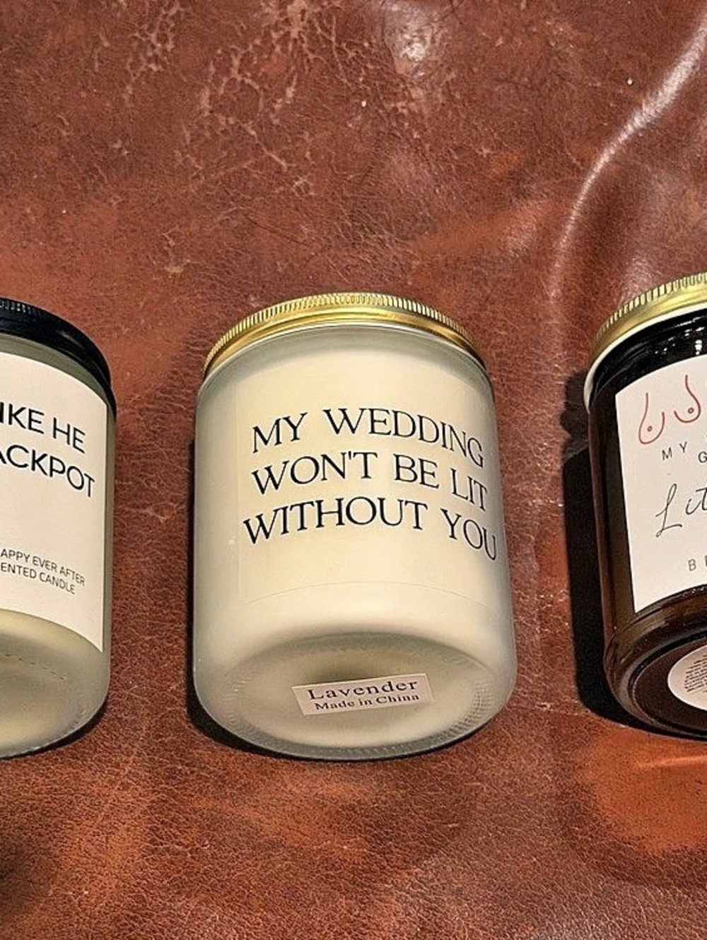 Wedding Candle Set White & Brown